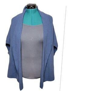 Lamberto Losani Italian Blue Cashmere Sweater Open Front Shawl Collar Cardigan M